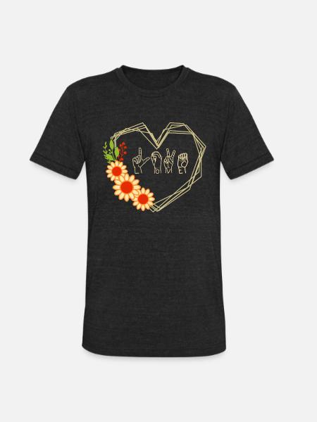Finger Code Love - Unisex Tri-Blend T-Shirt - heather black