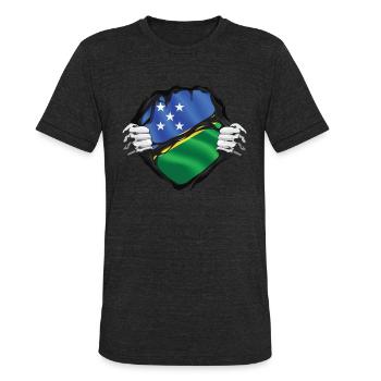 Solomon Islands Hands Ripped Flag - Unisex Tri-Blend T-Shirt - heather black - Front - Brady (186cm)