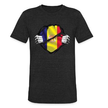 Andorra Hands Ripped Flag - Unisex Tri-Blend T-Shirt - heather black - Front - Brady (186cm)