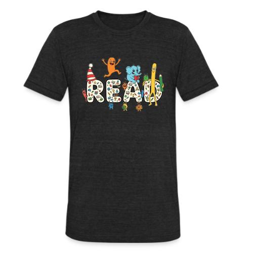 Whimsical READ Kids Cartoon - Unisex Tri-Blend T-Shirt
