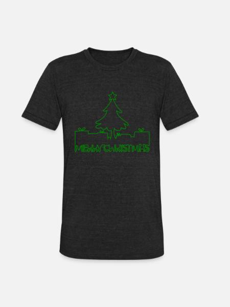 Merry Christmas (one line) - Unisex Tri-Blend T-Shirt - heather black
