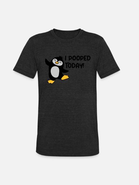 I pooped today penguin - Unisex Tri-Blend T-Shirt - heather black