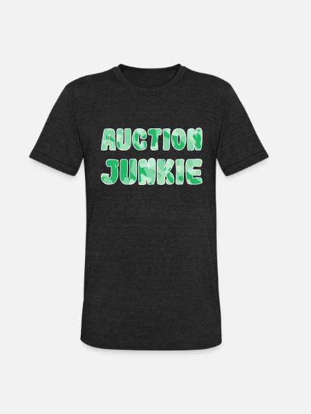 Auction Junkie green camo - Unisex Tri-Blend T-Shirt - heather black