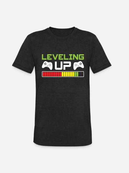 Leveling Up - Unisex Tri-Blend T-Shirt - heather black