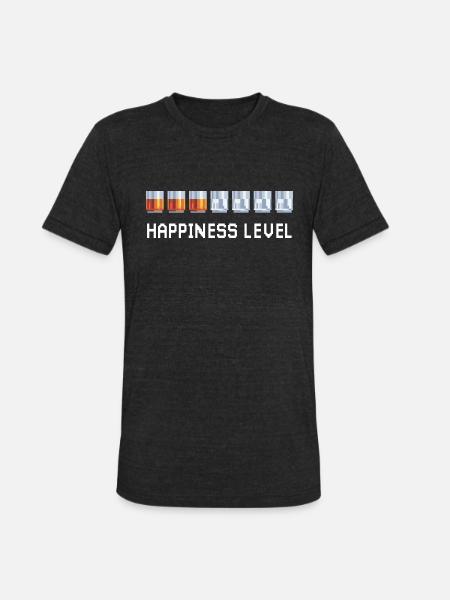 HAPPINESS LEVEL - Unisex Tri-Blend T-Shirt - heather black