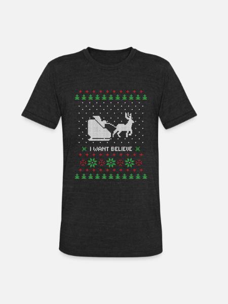 Ugly christmas sweater - Unisex Tri-Blend T-Shirt - heather black