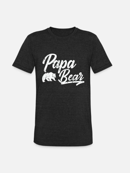 Papa Bear - Unisex Tri-Blend T-Shirt - heather black