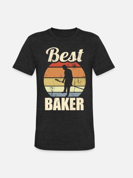 Funny Baker - Unisex Tri-Blend T-Shirt - heather black