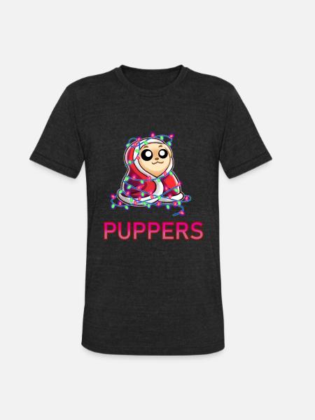 Comfy Christmas Pupper - Unisex Tri-Blend T-Shirt - heather black