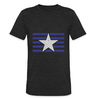 Blue White Stars Stripes Pride T Shirt - Unisex Tri-Blend T-Shirt - heather black - Front - Brady (186cm)
