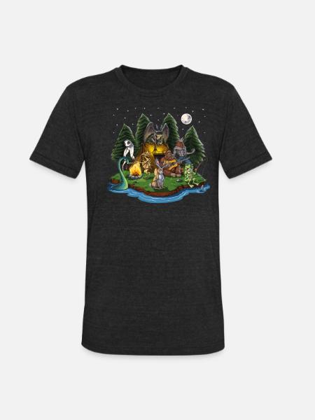 Cryptozoology Cryptids - Unisex Tri-Blend T-Shirt - heather black