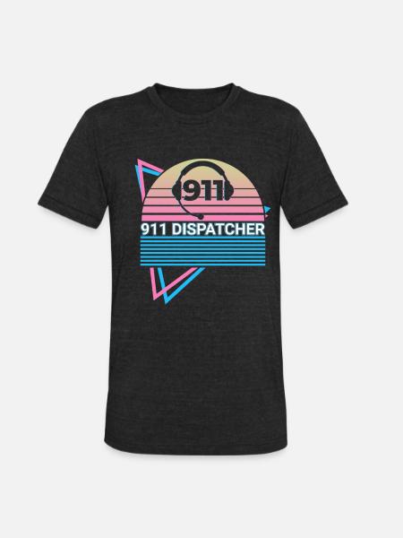 911 Dispatcher Retro - Unisex Tri-Blend T-Shirt - heather black