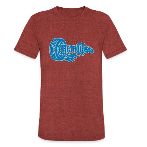 The D® - Detroit Wheel Guitar with Flames Bl Slvr - Unisex Tri-Blend T-Shirt