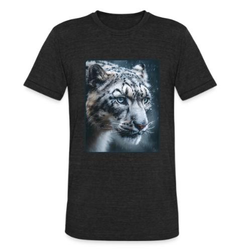 Snow Leopard Blue Eyes Design - Unisex Tri-Blend T-Shirt