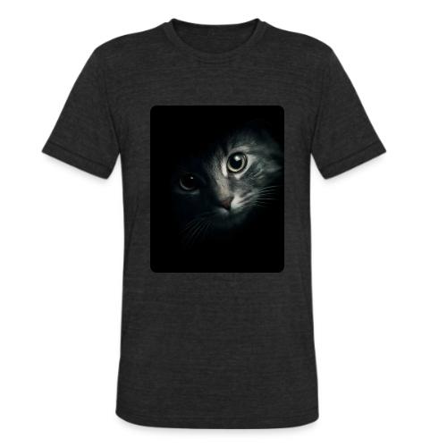 Cat Face in Shadow Close-Up Design - Unisex Tri-Blend T-Shirt