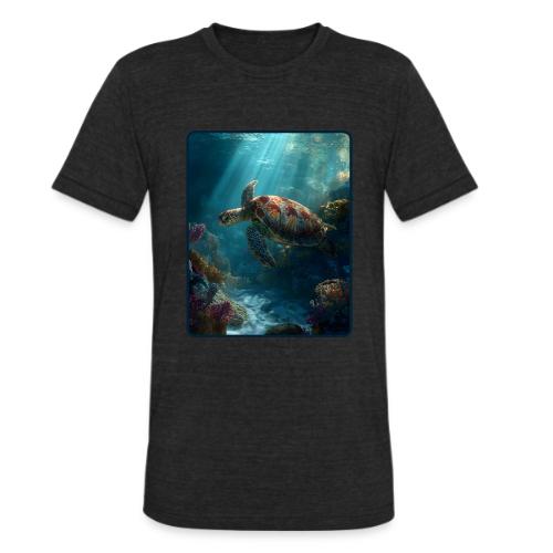Sea Turtle Coral Reef Design - Unisex Tri-Blend T-Shirt