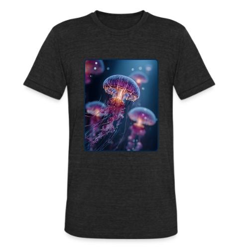 Glowing Jellyfish Deep Sea Design - Unisex Tri-Blend T-Shirt