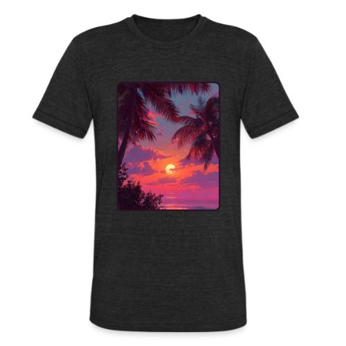 Tropical Sunset Palm Silhouette Design - Unisex Tri-Blend T-Shirt