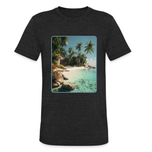 Serene Tropical Beach Floral Design - Unisex Tri-Blend T-Shirt