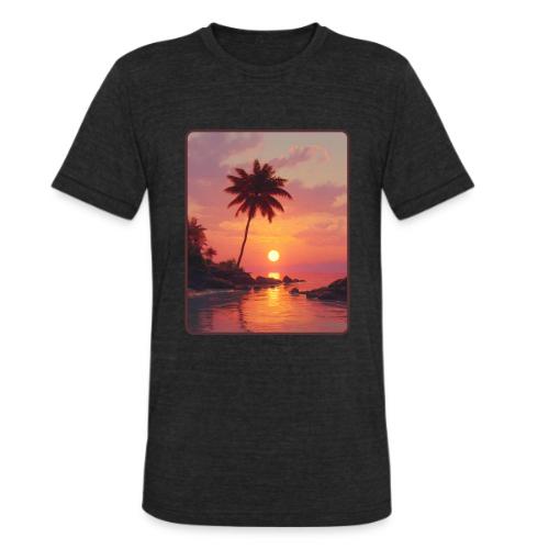 Tropical Beach Sunset Palm Design - Unisex Tri-Blend T-Shirt