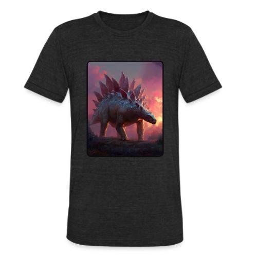 Stegosaurus Sunset Forest Design - Unisex Tri-Blend T-Shirt