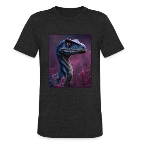 Blue Velociraptor Portrait Design - Unisex Tri-Blend T-Shirt