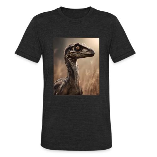 Velociraptor Feathered Portrait Design - Unisex Tri-Blend T-Shirt