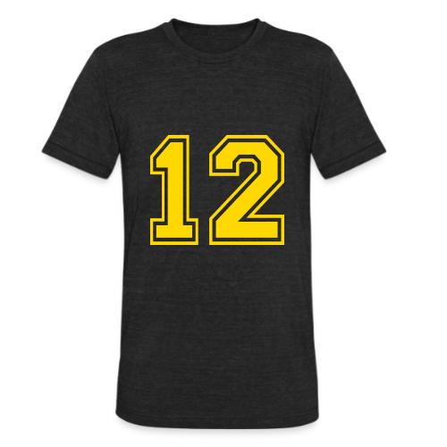 Number 12 in a classic athletic collegiate font - Unisex Tri-Blend T-Shirt