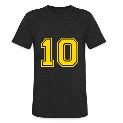 Number 10 in a classic athletic collegiate font - Unisex Tri-Blend T-Shirt