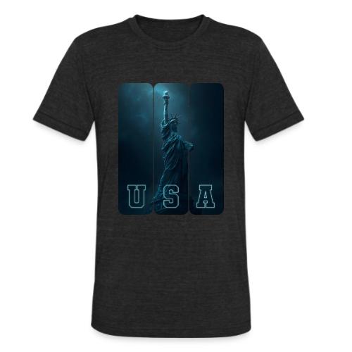 Neon Liberty USA Triptych - Unisex Tri-Blend T-Shirt