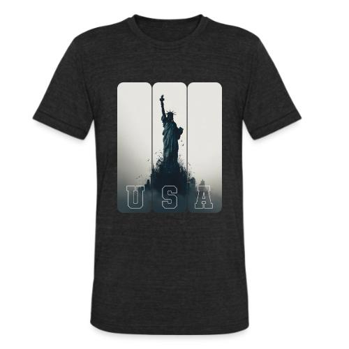 USA: Liberty Rising Over Manhattan - Unisex Tri-Blend T-Shirt