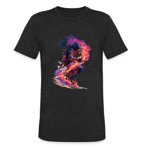 Flaming Ninja Warrior Fantasy Design - Unisex Tri-Blend T-Shirt