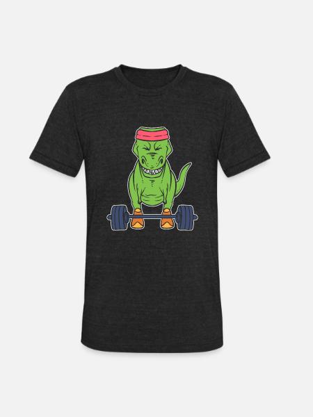 Trex Weightlifting Weightlifter Gift - Unisex Tri-Blend T-Shirt - heather black
