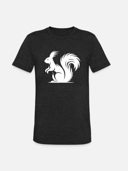 Squirrel Tattoo Style Drawing - Unisex Tri-Blend T-Shirt - heather black