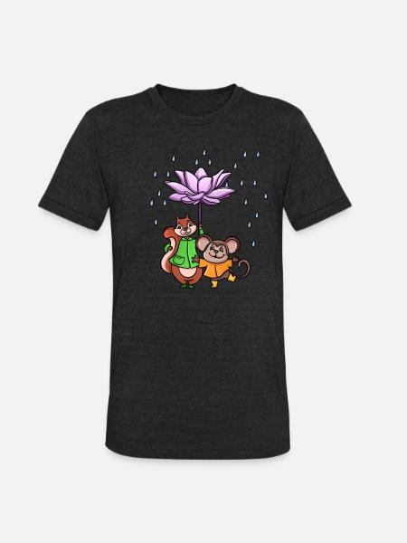 Lotus Flower Umbrella - Unisex Tri-Blend T-Shirt - heather black
