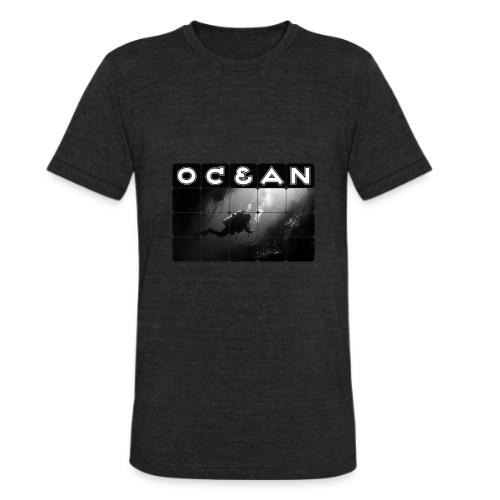 Ocean: Monochrome descent of a scuba diver - Unisex Tri-Blend T-Shirt