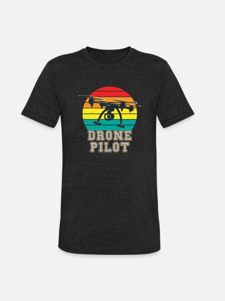 Quadrocopter Retro Drone Pilot - Unisex Tri-Blend T-Shirt - heather black