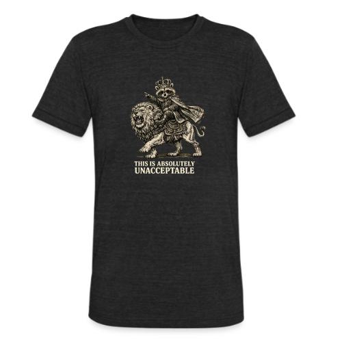 Funny Raccoon King Riding Lion Vintage Meme Art - Unisex Tri-Blend T-Shirt