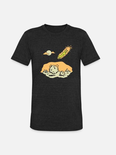 Dinosaur Meteor - Unisex Tri-Blend T-Shirt - heather black