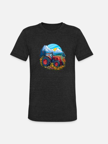 Alpine Meadow Tractor - Unisex Tri-Blend T-Shirt - heather black