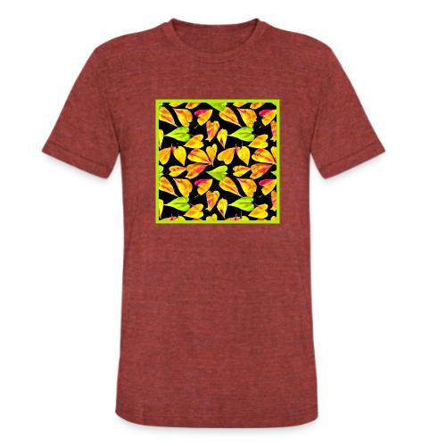 Neon Leaf Art Elegance - Unisex Tri-Blend T-Shirt