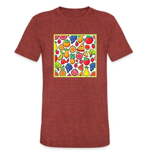 Vibrant Fruit Pattern - Unisex Tri-Blend T-Shirt