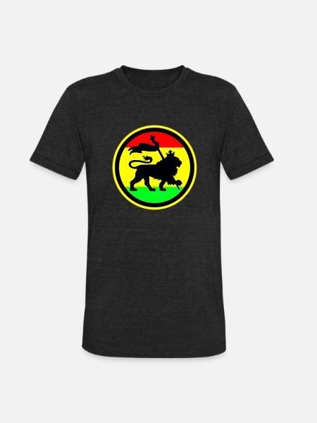 Rasta Lion - Unisex Tri-Blend T-Shirt - heather black