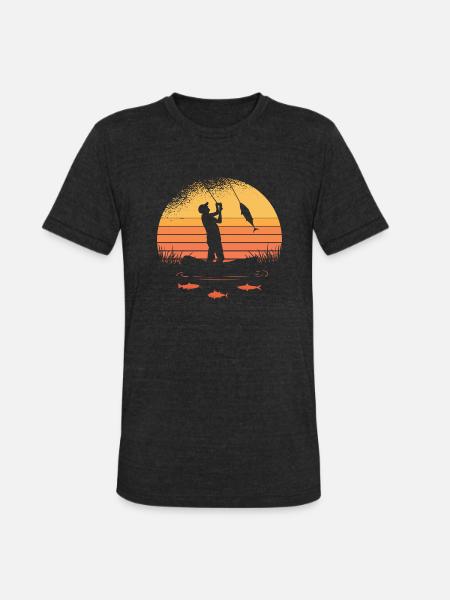 Basic Fisherman sunset - Unisex Tri-Blend T-Shirt - heather black
