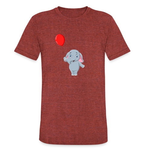 Baby Elephant Holding A Balloon - Unisex Tri-Blend T-Shirt