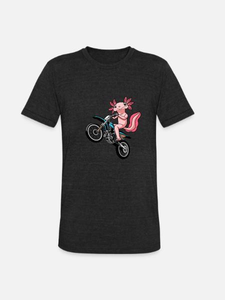 Axolotl Salamander - Unisex Tri-Blend T-Shirt - heather black