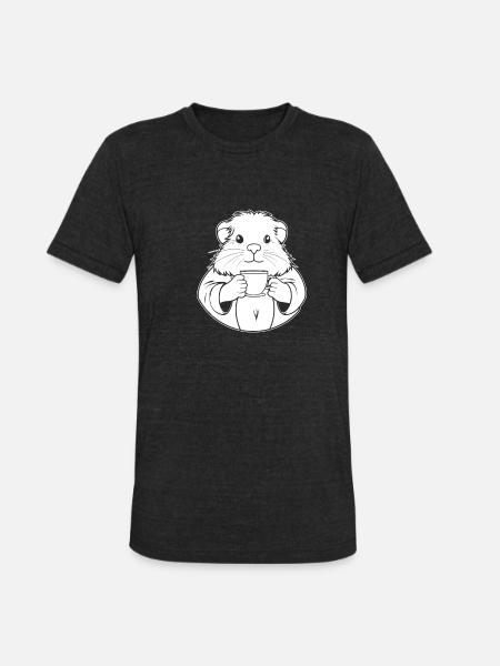 Guinea Pig Cavy Coffee - Unisex Tri-Blend T-Shirt - heather black