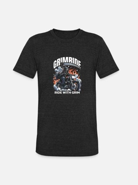 Customizable Grim Ride - Unisex Tri-Blend T-Shirt - heather black