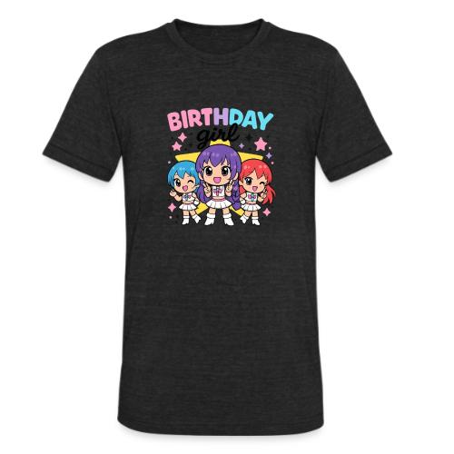 Cute Chibi Birthday Idol Girls - Unisex Tri-Blend T-Shirt