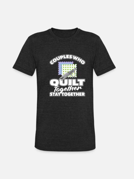 Quilting Couple - Unisex Tri-Blend T-Shirt - heather black